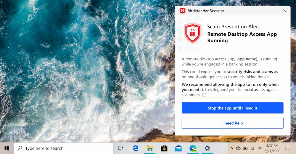 Scam-Prevention-Alert-Remote-Desktop-Access-App-Running
